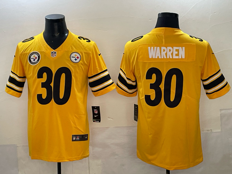 Men Pittsburgh Steelers #30 Warren yellow Nike NFL Jersey 003